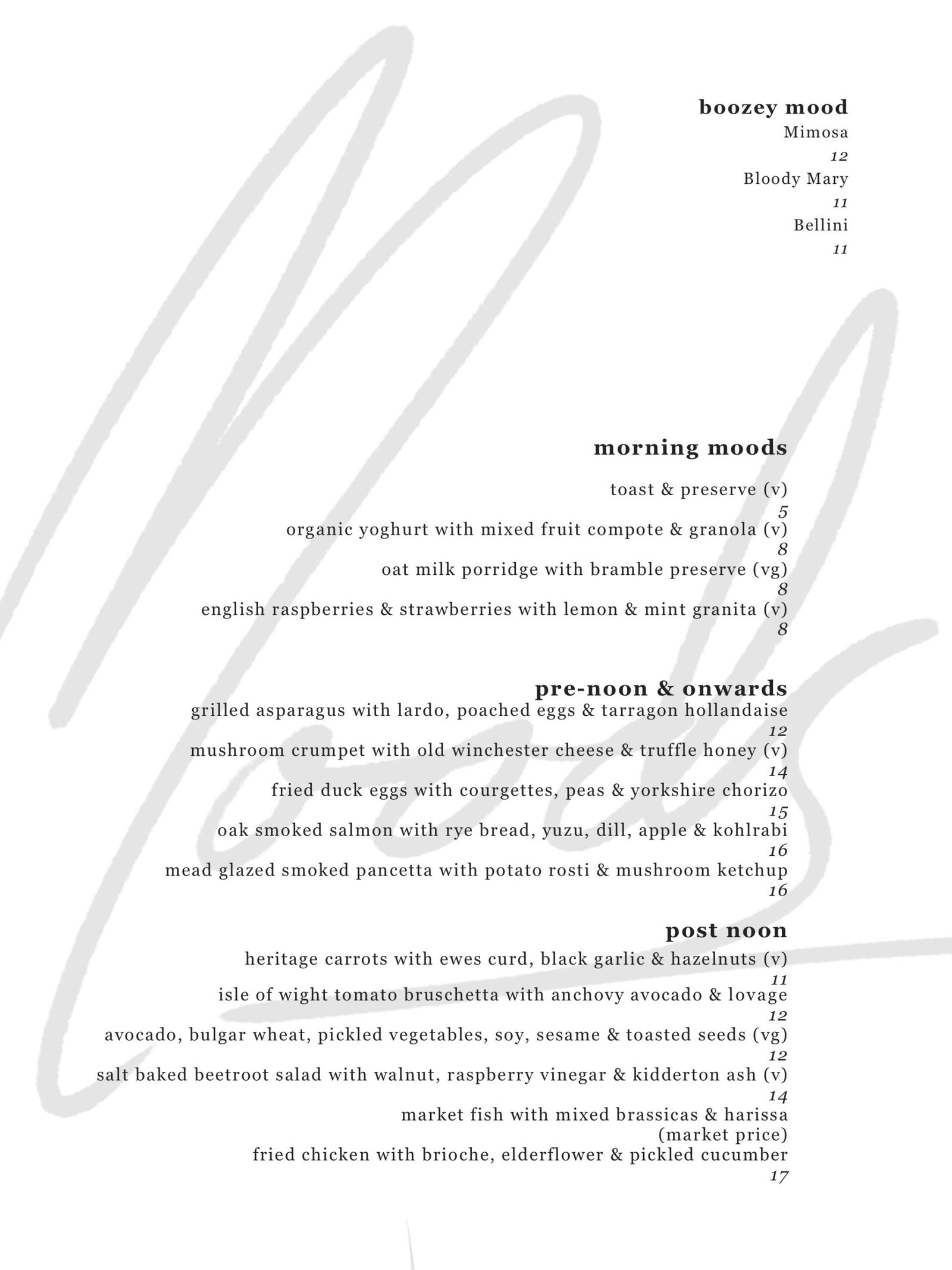 Moods Leeds day menu artwork