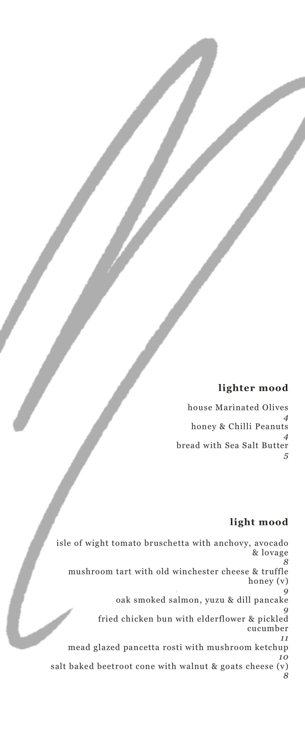 Moods Leeds evening lighter mood menu artwork
