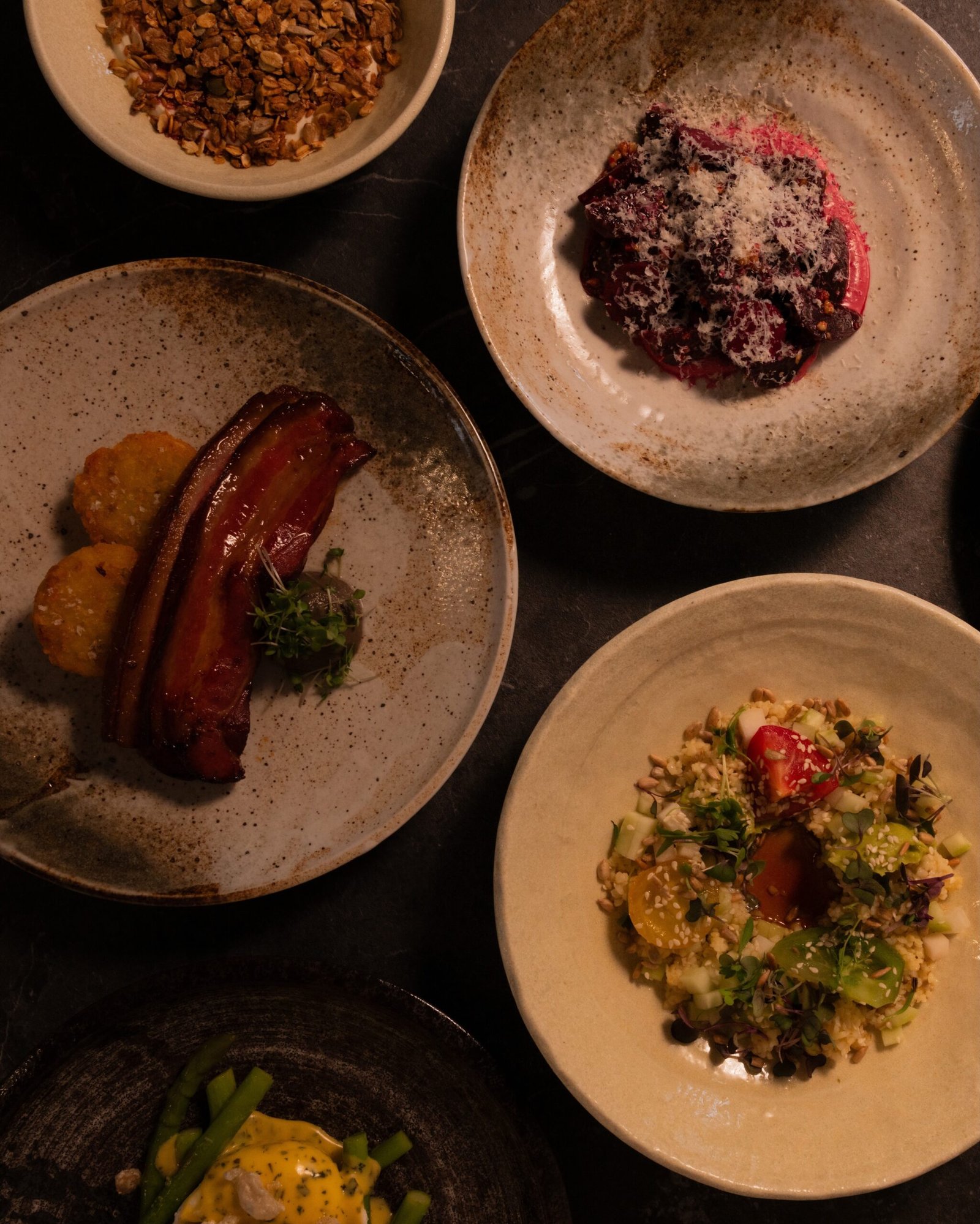 A selection of brunch and lunch plates at Moods Leeds